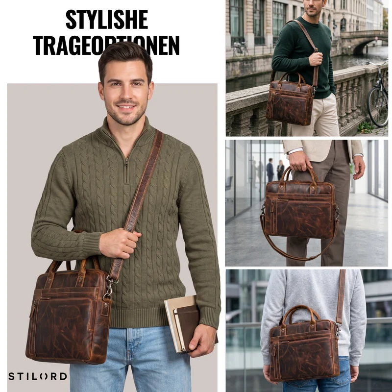 "Jared" Hochwertige Laptoptasche 16 Zoll Leder Herren