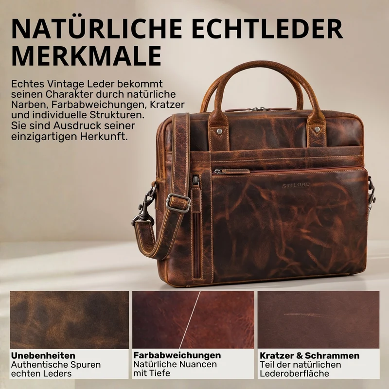 "Jared" Hochwertige Laptoptasche 16 Zoll Leder Herren