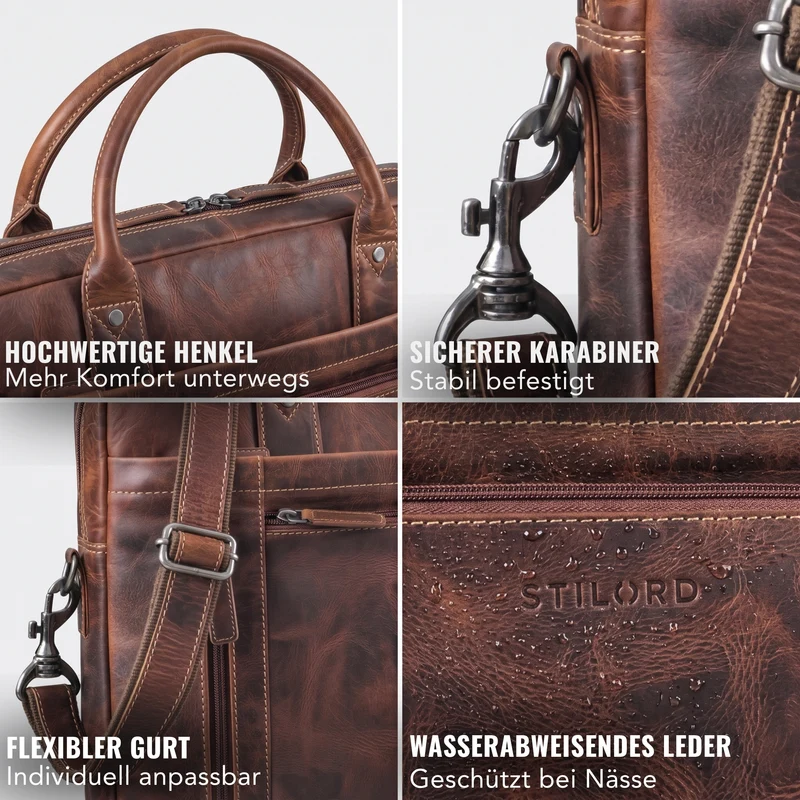 "Jared" Hochwertige Laptoptasche 16 Zoll Leder Herren