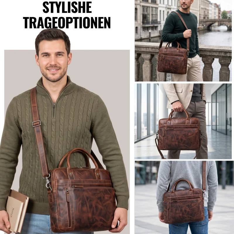 "Jared" Hochwertige Laptoptasche 16 Zoll Leder Herren