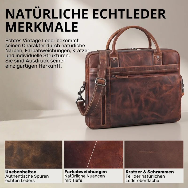 "Jared" Hochwertige Laptoptasche 16 Zoll Leder Herren