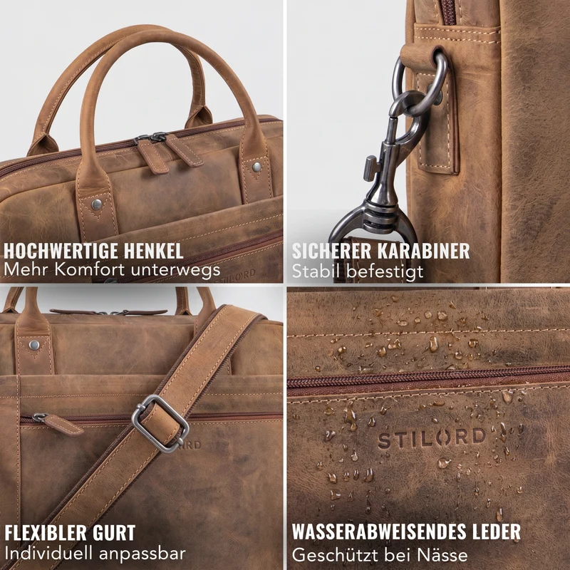"Jared" Hochwertige Laptoptasche 16 Zoll Leder Herren