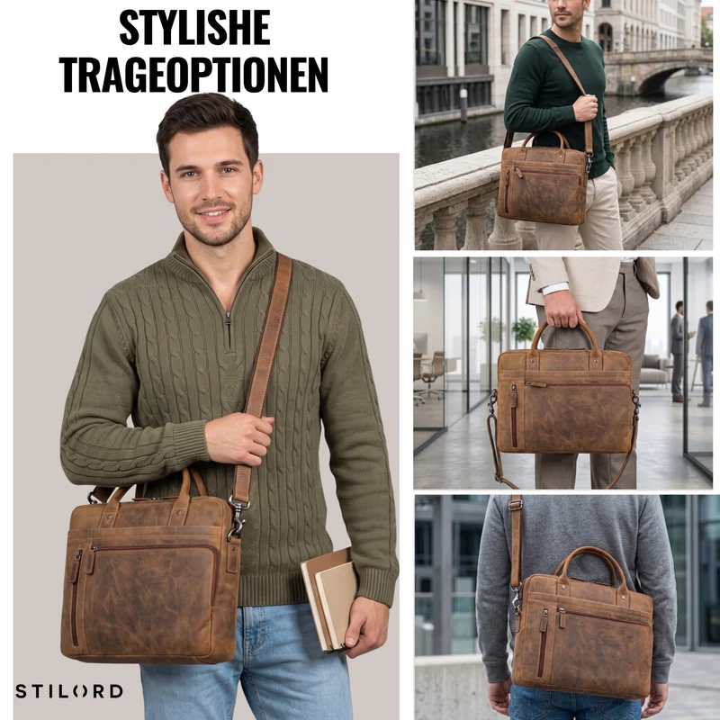 "Jared" Hochwertige Laptoptasche 16 Zoll Leder Herren
