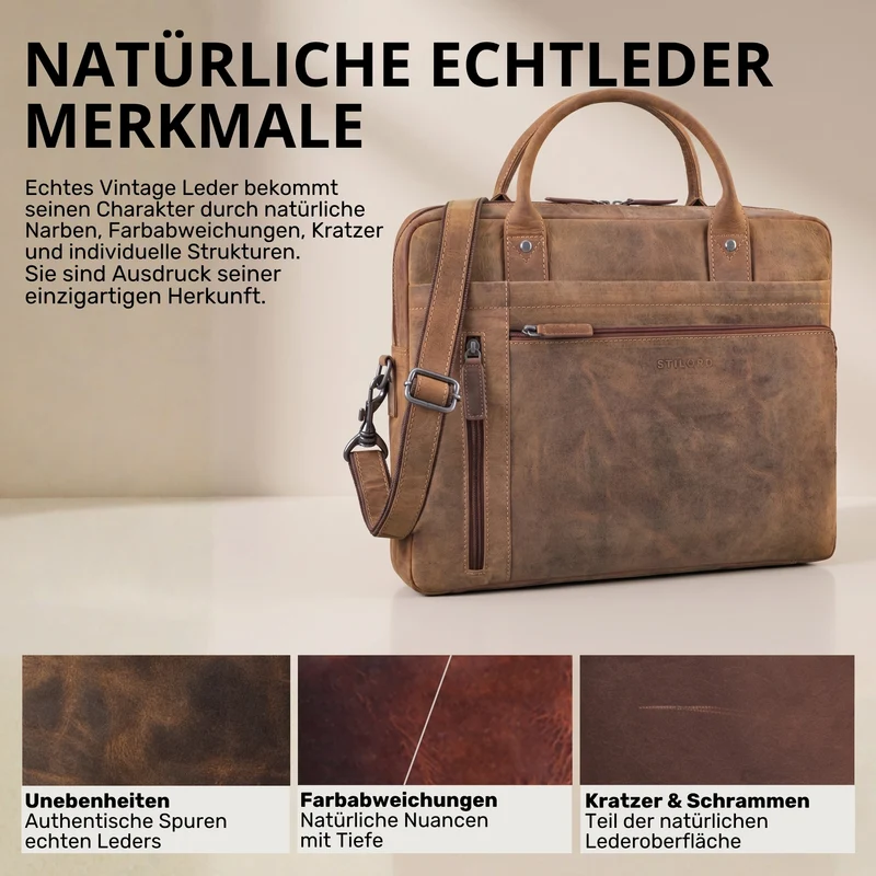 "Jared" Hochwertige Laptoptasche 16 Zoll Leder Herren