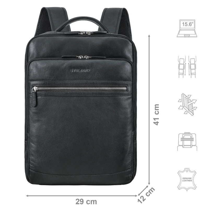 "Banks" Moderner Leder Rucksack Laptop 15,6 Zoll