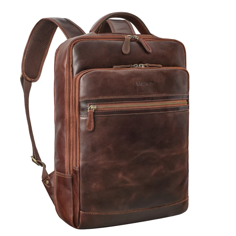 "Banks" Moderner Leder Rucksack Laptop 15,6 Zoll