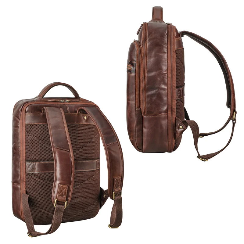 "Banks" Moderner Leder Rucksack Laptop 15,6 Zoll