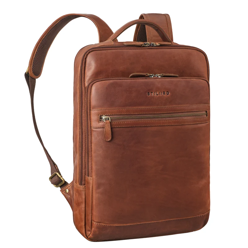 "Banks" Moderner Leder Rucksack Laptop 15,6 Zoll