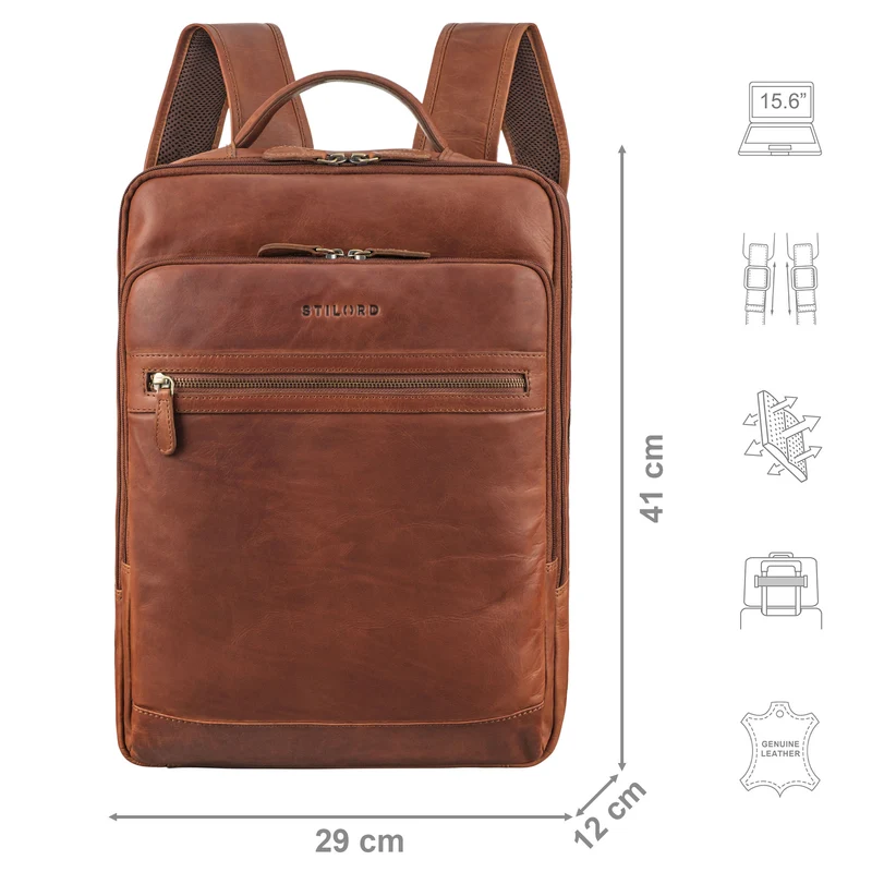 "Banks" Moderner Leder Rucksack Laptop 15,6 Zoll