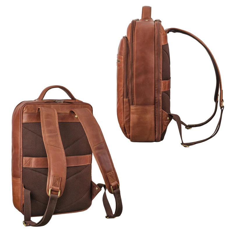 "Banks" Moderner Leder Rucksack Laptop 15,6 Zoll