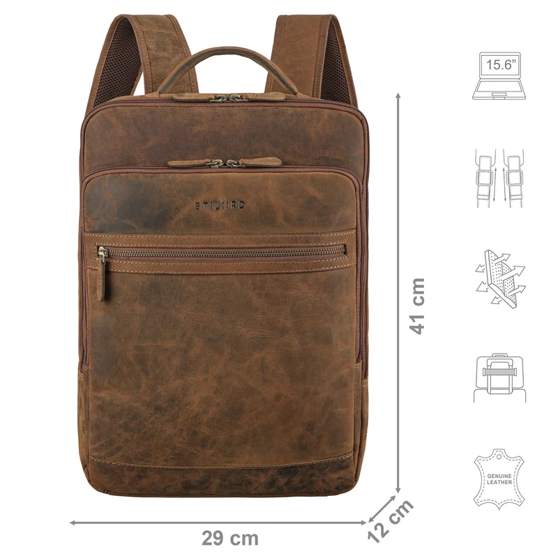 "Banks" Moderner Leder Rucksack Laptop 15,6 Zoll