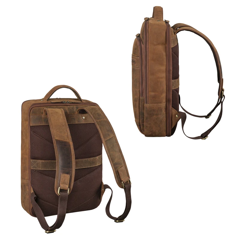 "Banks" Moderner Leder Rucksack Laptop 15,6 Zoll