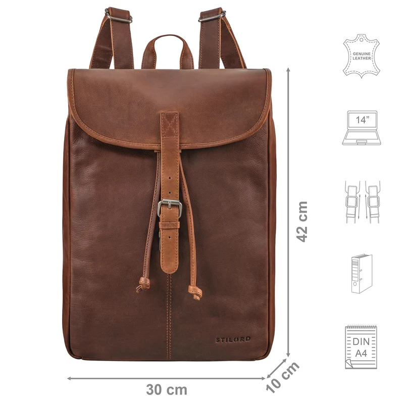 "Tracy" Vintage Rucksack Damen Leder Groß