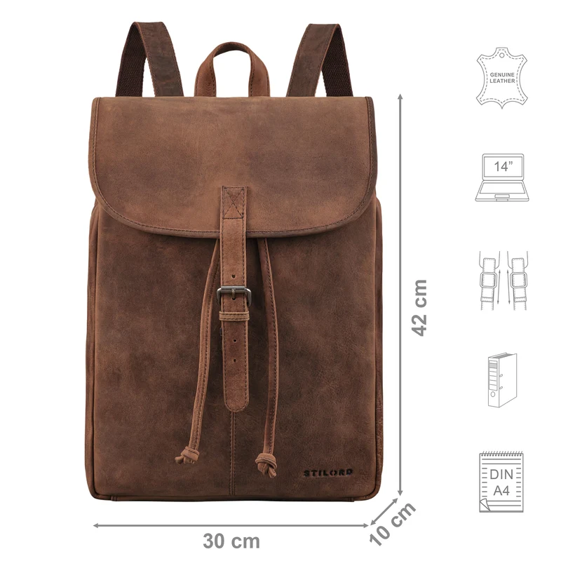"Tracy" Vintage Rucksack Damen Leder Groß