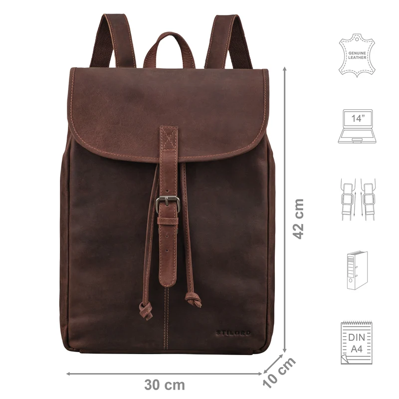 "Tracy" Vintage Rucksack Damen Leder Groß
