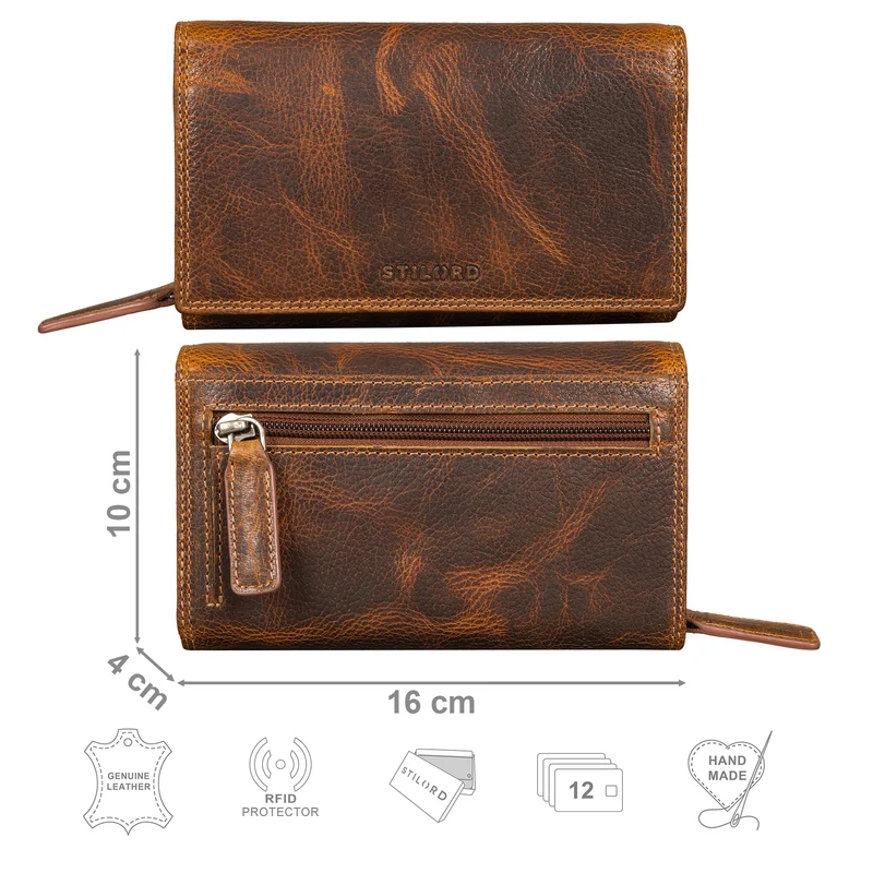 "Chloe" große Vintage Leder Geldbörse Damen mit RFID Schutz