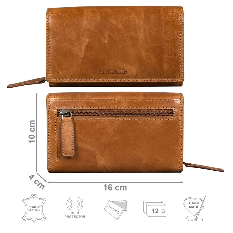 "Chloe" große Vintage Leder Geldbörse Damen mit RFID Schutz