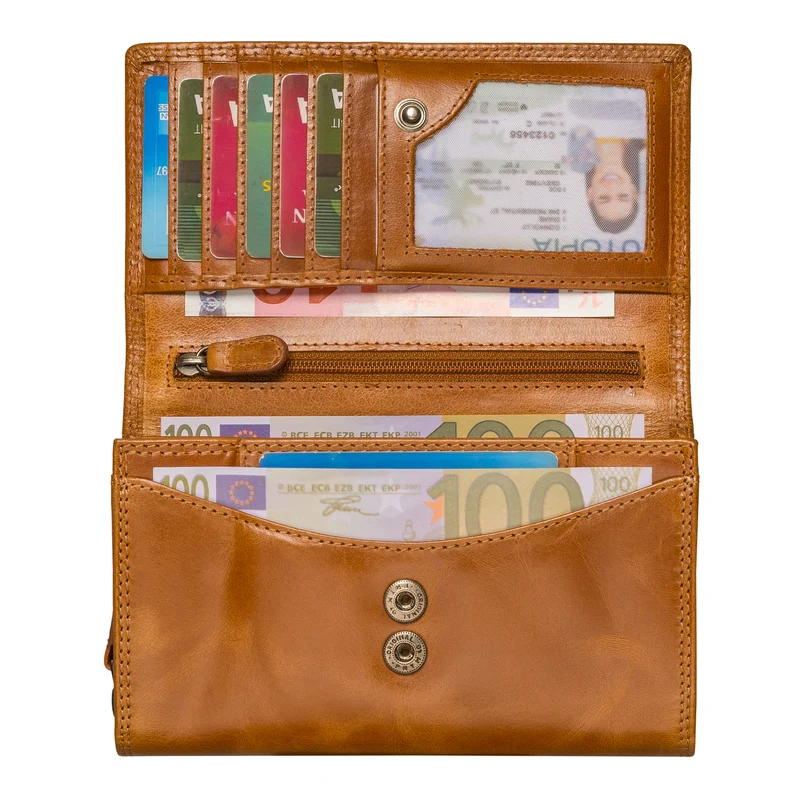 "Chloe" große Vintage Leder Geldbörse Damen mit RFID Schutz