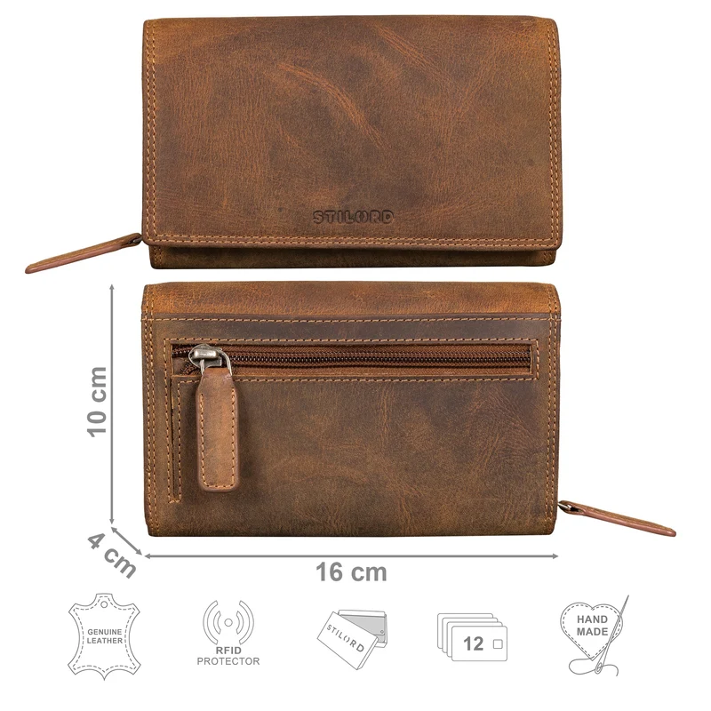 "Chloe" große Vintage Leder Geldbörse Damen mit RFID Schutz