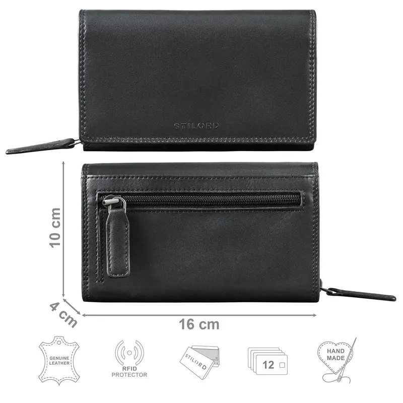 "Chloe" große Vintage Leder Geldbörse Damen mit RFID Schutz