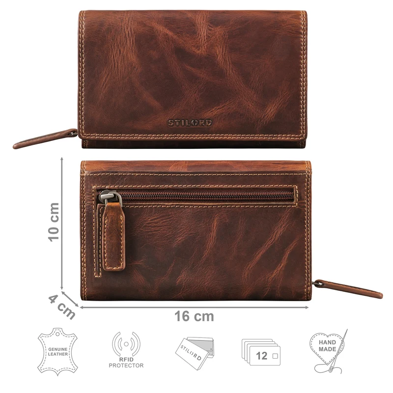 "Chloe" große Vintage Leder Geldbörse Damen mit RFID Schutz