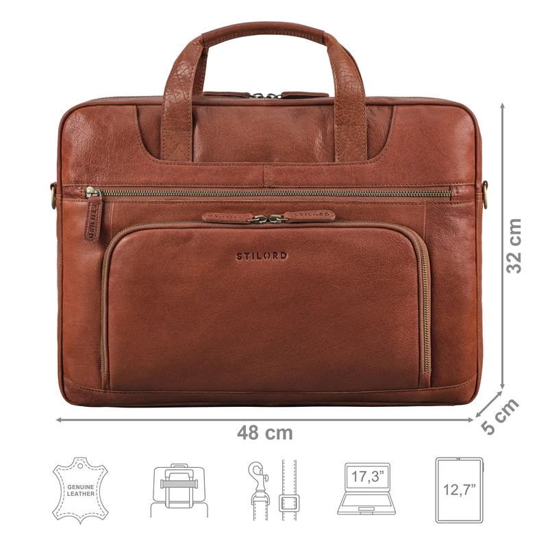 "Cyrus" Vintage Laptoptasche 17 Zoll Leder Herren Groß