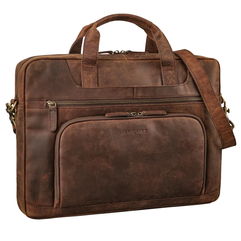 "Cyrus" Vintage Laptoptasche 17 Zoll Leder Herren Groß