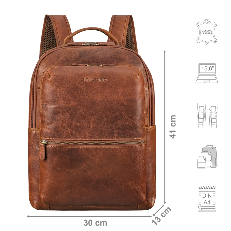 "Tomke" Leder Rucksack mit Laptopfach
