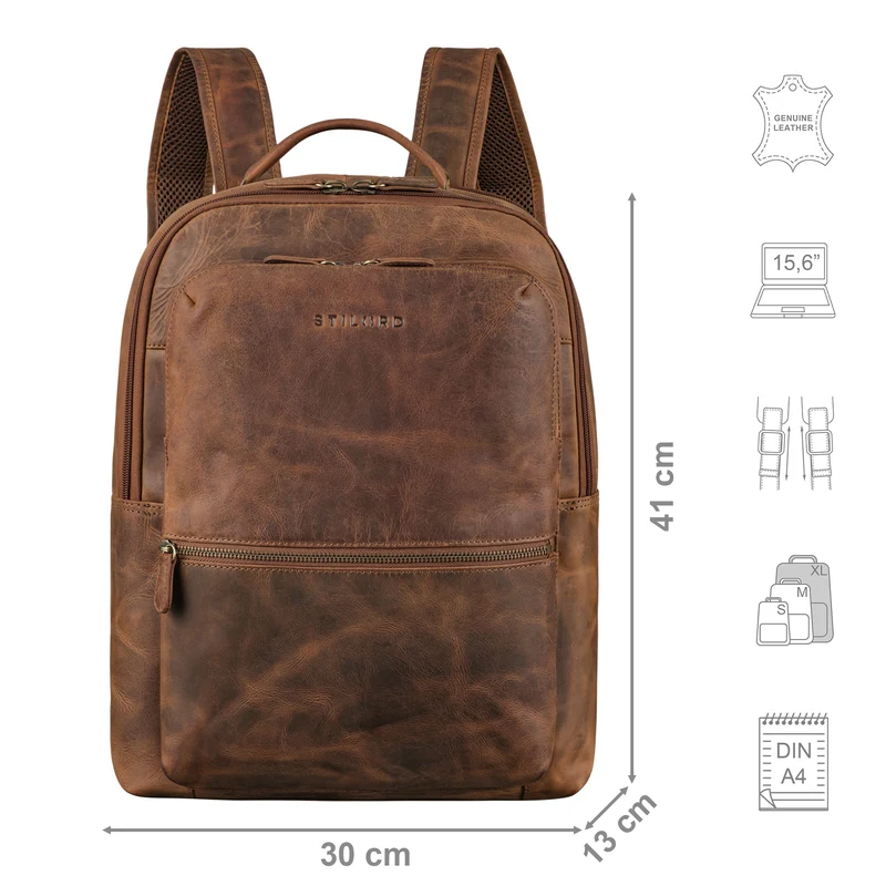 "Tomke" Leder Rucksack mit Laptopfach