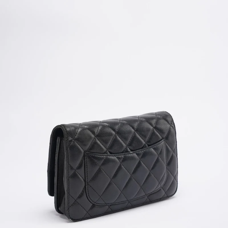 Chanel Wallet On Chain (Woc) Tasche Schwarz aus Lammleder mit goldener Hardware
