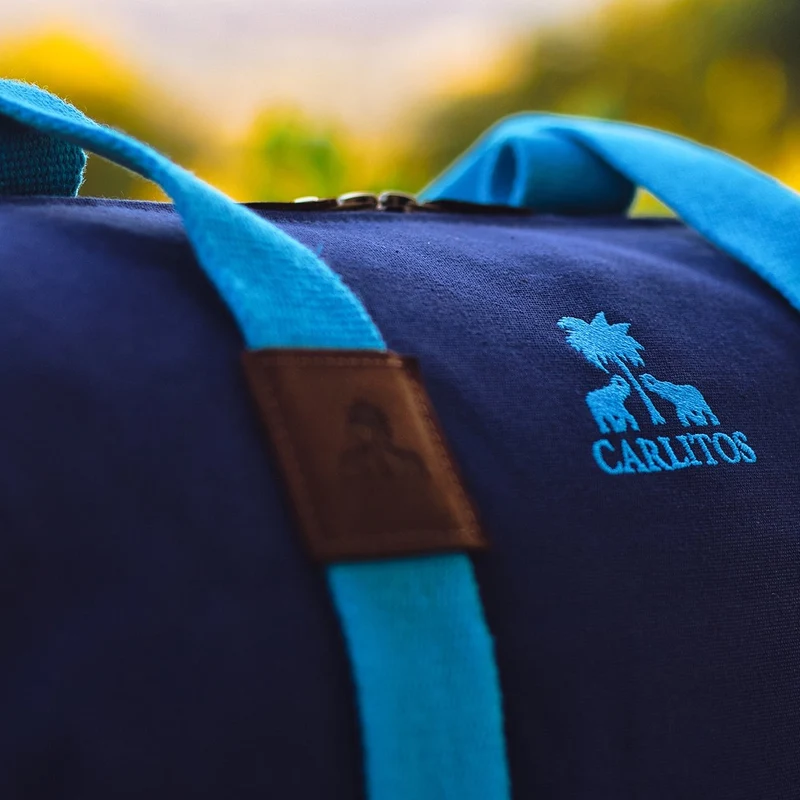 Dufflebag -S- NAVY mit türkisem Gurtband
