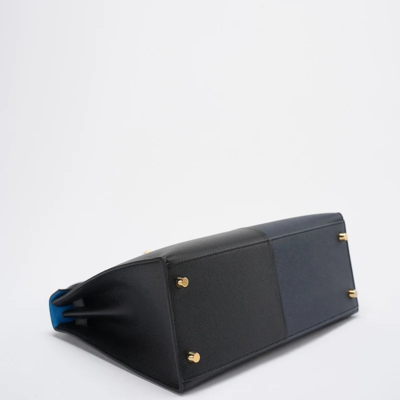 Hermes Kelly 28 Sellier Casaque Tricolor Schwarz Blau Indigo Frida Epsom Gold Hardware