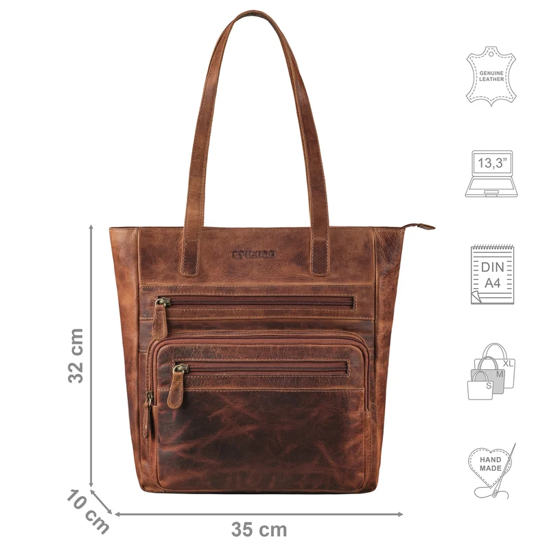 "Jolene" Vintage Shopper Damen Leder Handtasche Groß