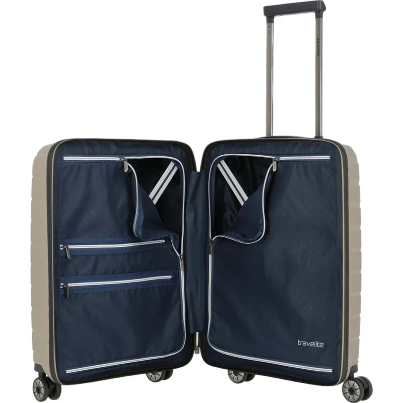 Travelite Air Base 4-Rollen-Kabinentrolley mit Vortasche S 55 cm -Champagner