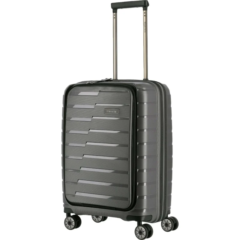 Travelite Air Base 4-Rollen-Kabinentrolley mit Vortasche S 55 cm -Anthrazit