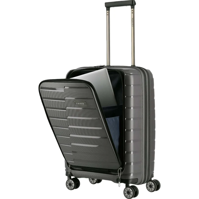 Travelite Air Base 4-Rollen-Kabinentrolley mit Vortasche S 55 cm -Anthrazit