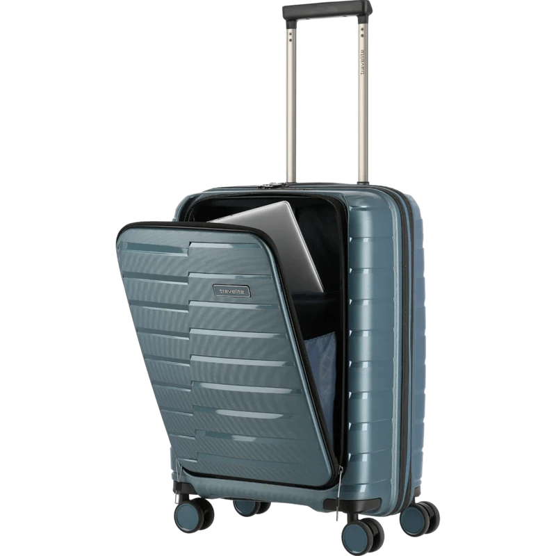 Travelite Air Base 4-Rollen Kofferset 3tlg. L/M/S mit Vortasche -Eisblau