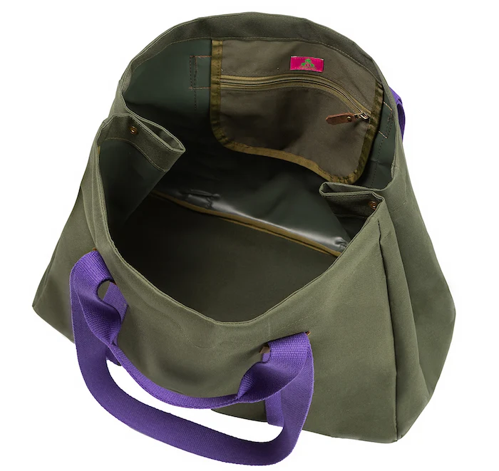 Shopper KODURA -L- Khaki mit lila Gurtband