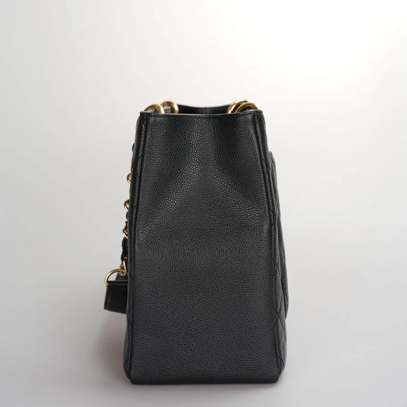 Chanel Black Grand Shopping Tote GST Bag aus Kaviarleder mit goldenen Beschlägen