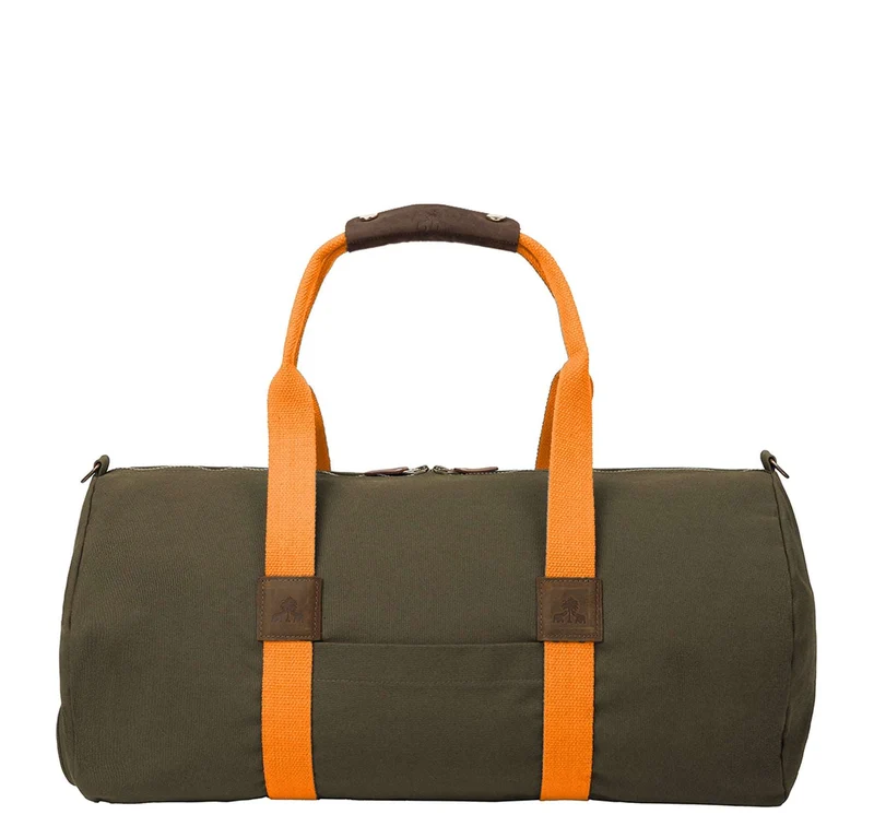 Dufflebag -M- KHAKI mit orangenem Gurtband