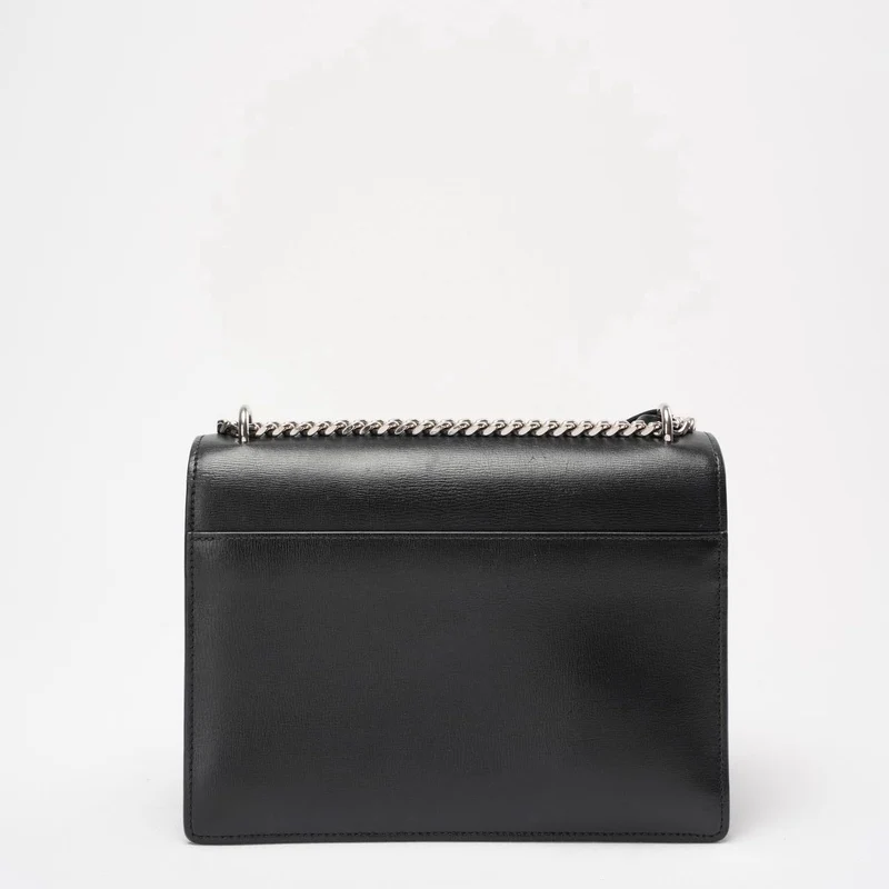 Saint Laurent Schwarzes Kalbsleder Mittleres Monogramm Sonnenuntergang