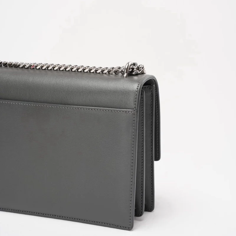 Saint Laurent Graues Kalbsleder Mittleres Monogramm Sonnenuntergang