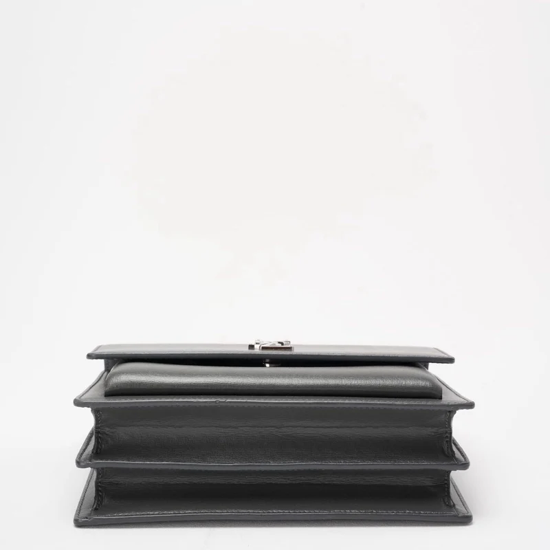 Saint Laurent Graues Kalbsleder Mittleres Monogramm Sonnenuntergang
