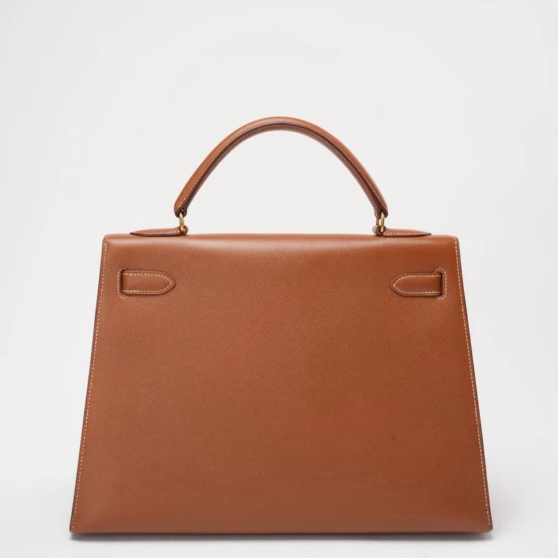 Hermès Vintage Kelly Sellier 32 Gold Leder V Cricle 1992