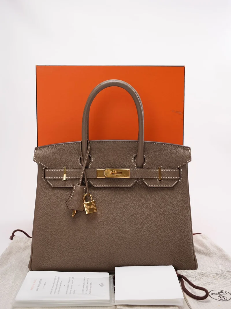 Hermes Birkin 30 cm Sellier Tasche Etoupe Togo Leder