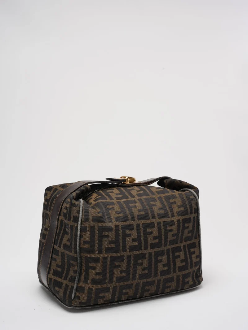 Fendi Schwarz / Braune Vanity Zucca Canvns Kosmetiktasche
