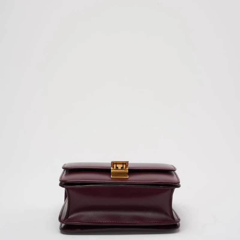 Celine Burgunder Classic Box Kleine Umhängetasche aus Leder