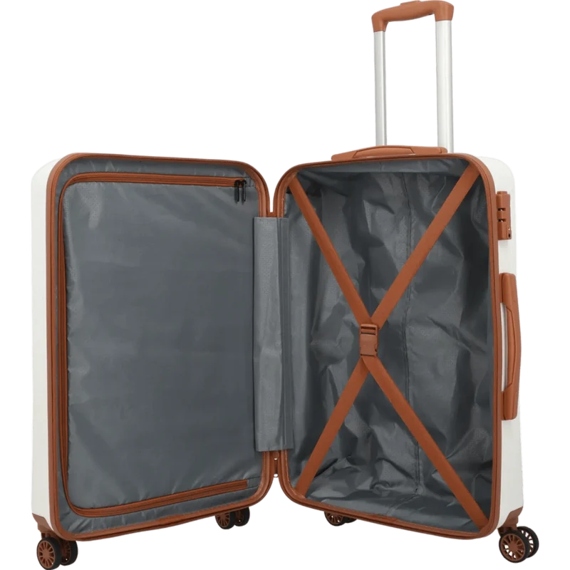Travelite Bali 4-Rollen-Trolley M 67 cm -Weiss/cognac