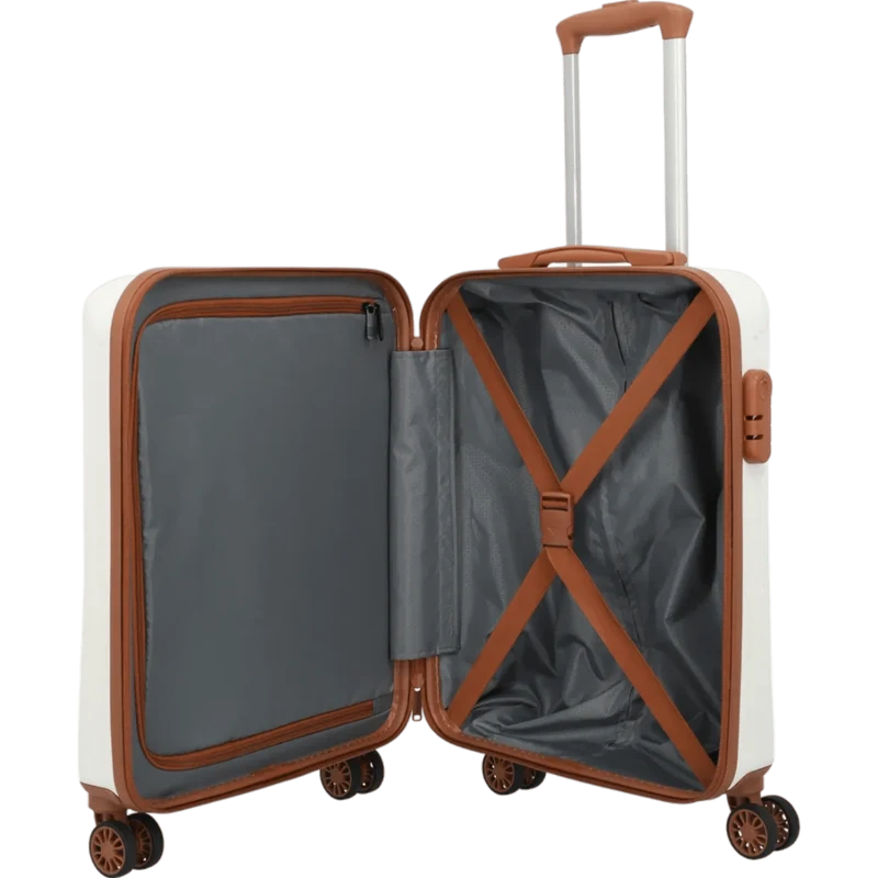 Travelite Bali 4-Rollen-Kabinentrolley S 55 cm -Weiss/cognac