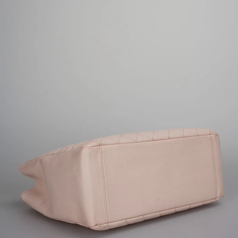 Chanel Kirschblütenrosa Grand Shopping Tote GST Tasche aus Kaviarleder mit silberner Hardware